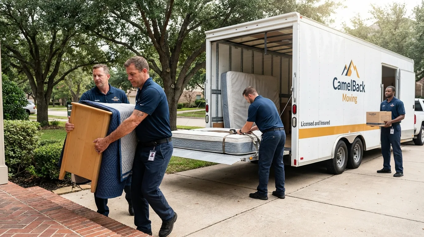 Crew loading residential truck for cross-state move from Arlington, TN