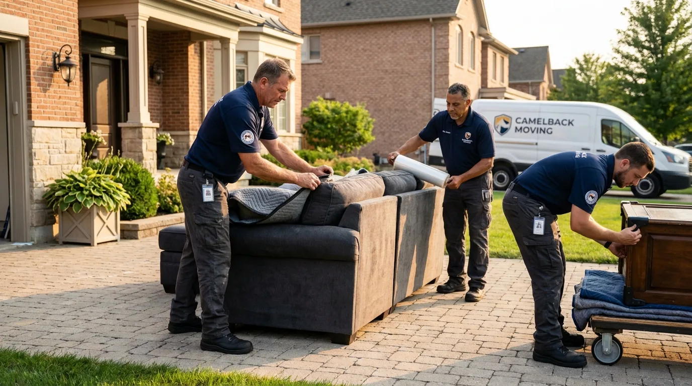 Large estate moving crew wrapping furniture in Arlington, TN