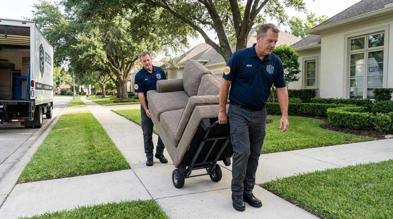 Local residential moving crew loading furniture in Arlington, TN