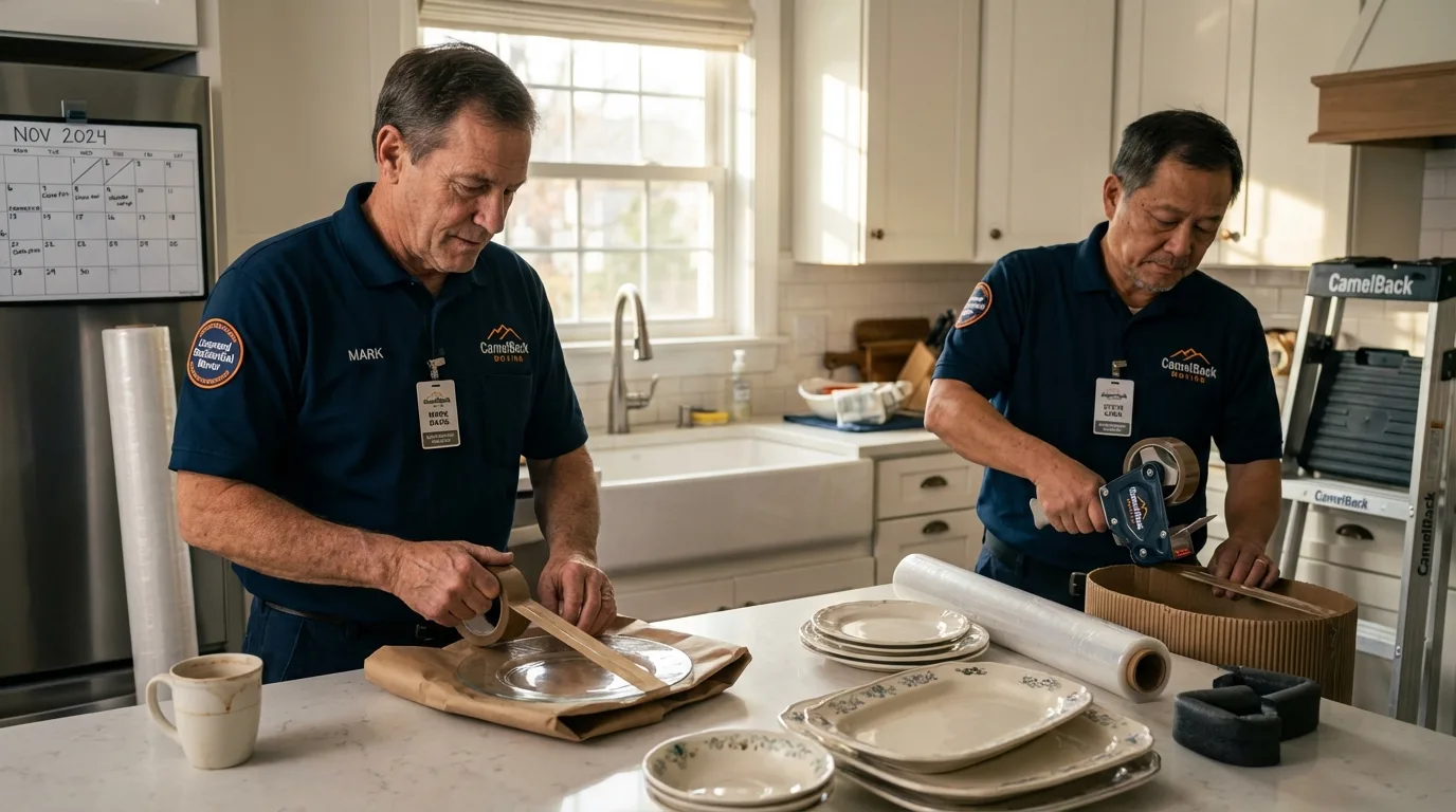 Professional crew packing kitchen dishware in Arlington, TN